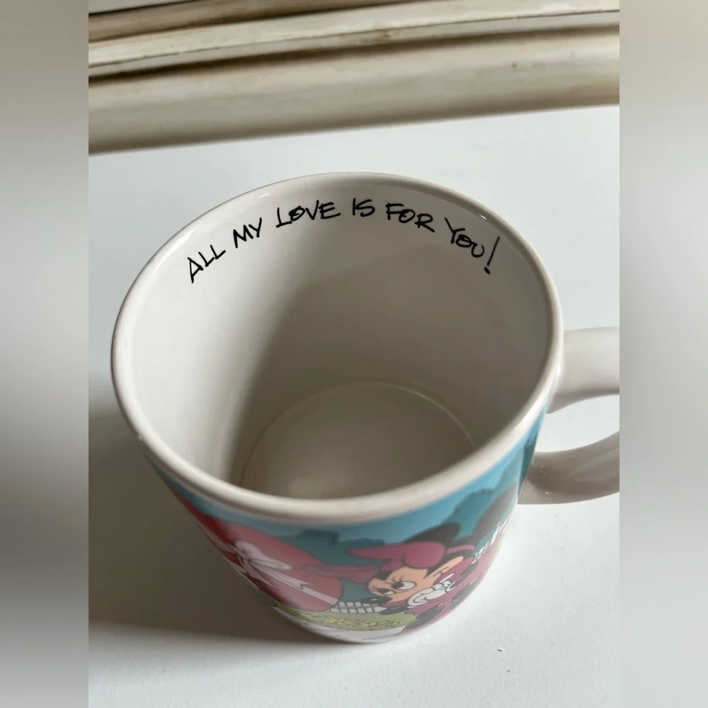 Vintage Applause Walt Disney Mugs Coffee Cup Mickey Minnie All my Love Cartoon